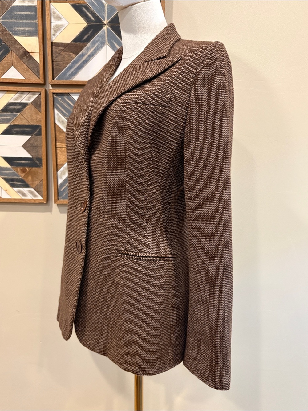 Vintage Ralph Lauren Collection 90s Brown Tweed Blazer Jacket Small / Medium - Picture 3 of 11